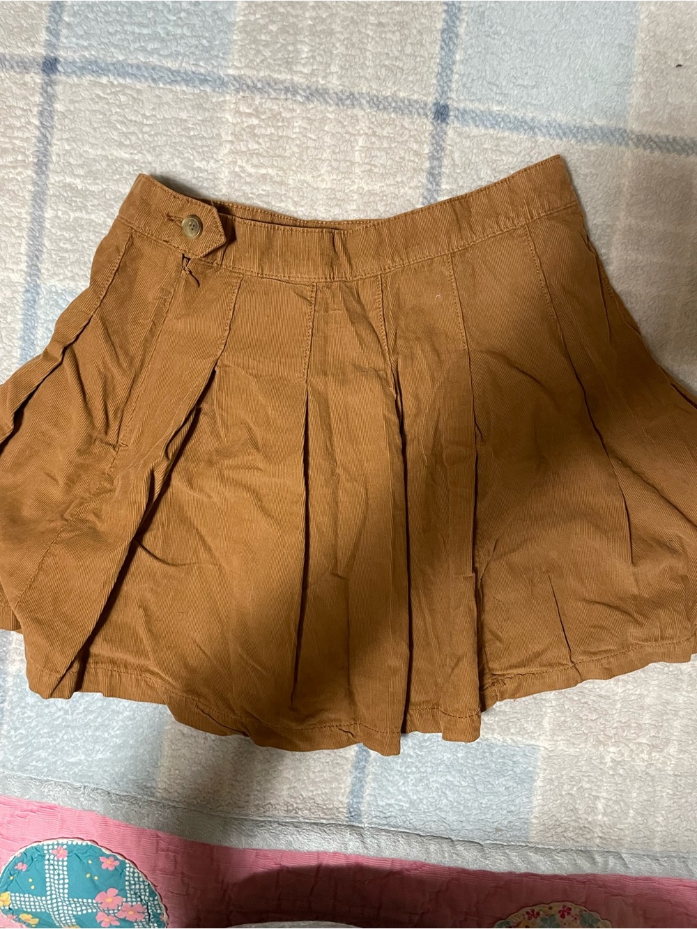 American Eagle Outfitters Tan/Rust Pleated Mini Skirt NWOT